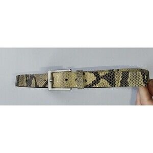 NY&CO size S gray beige shiny snakeskin print genuine leather belt Made in Italy